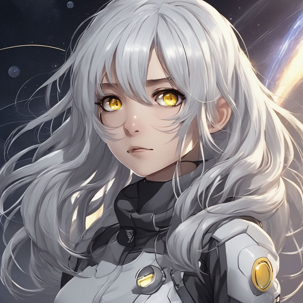 anime girl with silver hair and silver eyes