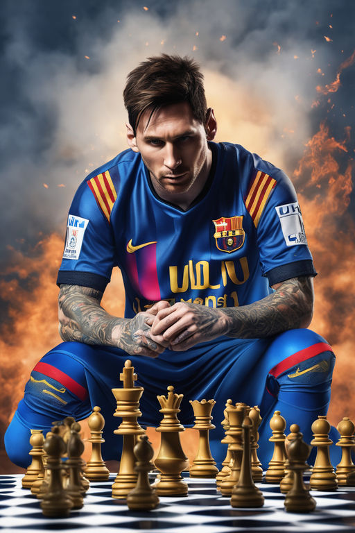 Messi Vs Ronaldo in Playing Chess Poster Wall Paper World Cup 