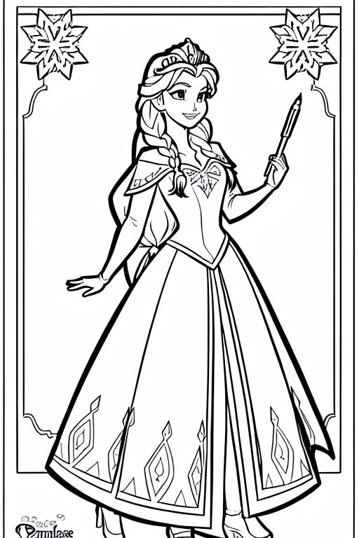 Coloring page with cute princess drawing kids Vector Image