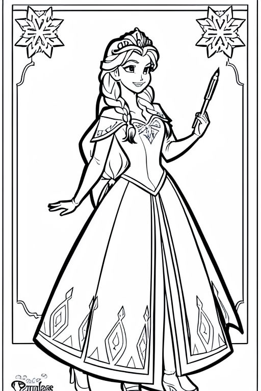 Frozen sticker cute fan art comic style black and white line art