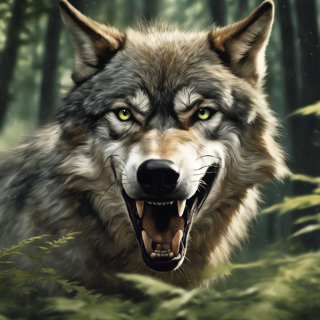 snarling wolf front