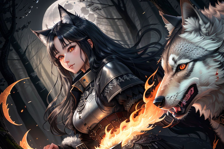 female wolf anime