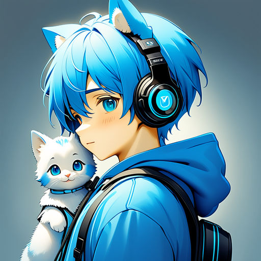 Download Cool Anime Boy Blue Hair And Eyes Wallpaper | Wallpapers.com