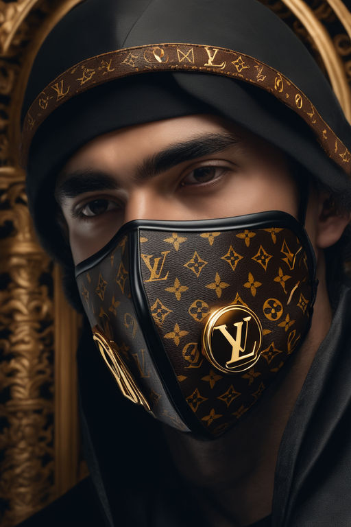 Mortal Kombat Fashion : man wearing Louis Vuitton monogram concept mask,  renaissance period, hyper realistic v--5, 8k, 8mm lens, trending on  artstation, sharp focus, studio photo, intricate details, highly detailed,  by greg