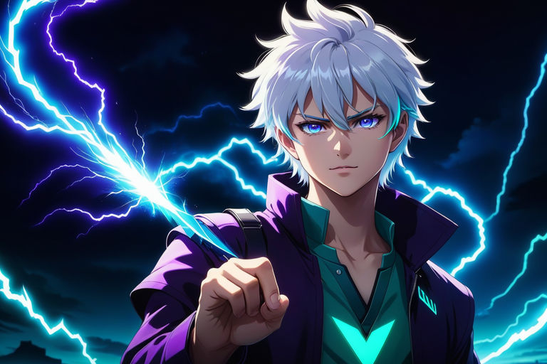 Anime boy with electric powers