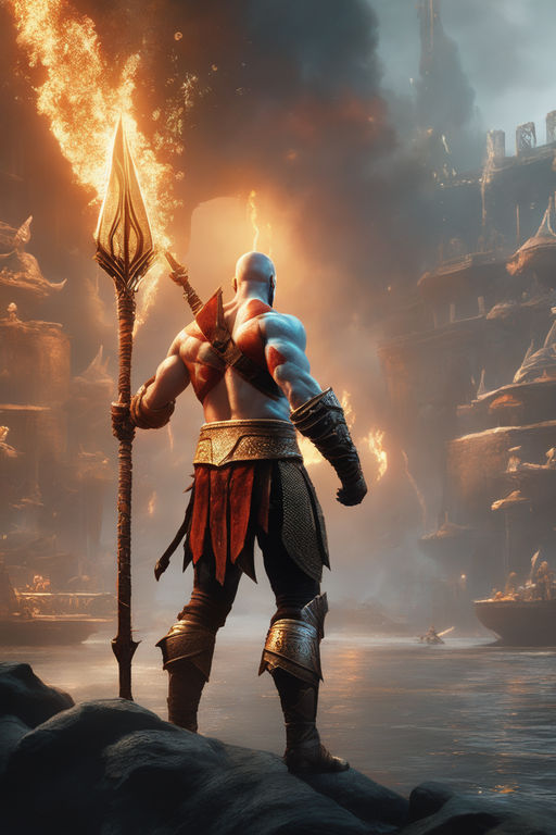 blades of olympus shinning in kratos back - Playground