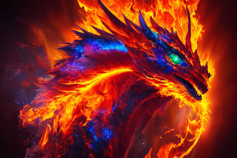 blue and red fire dragon wallpaper