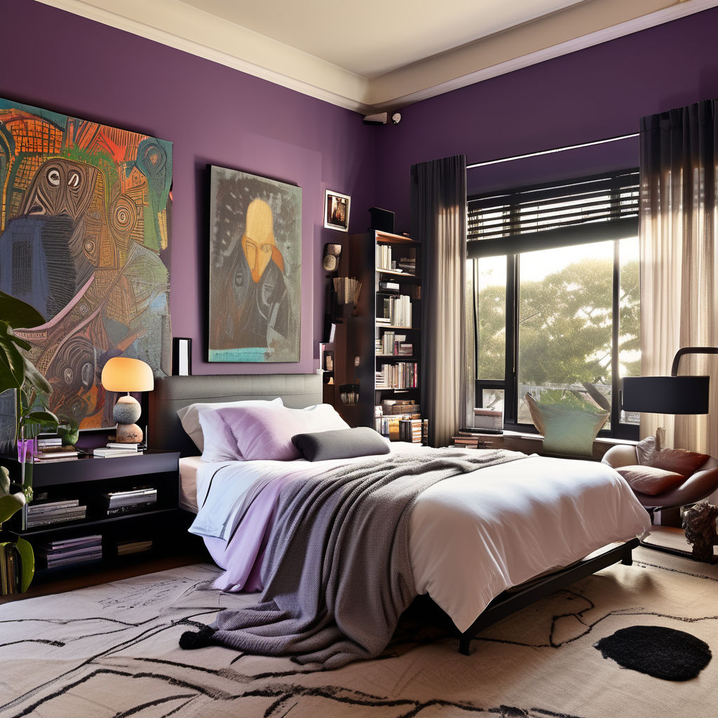 Mauve , Grey and Dark Green for Bedroom