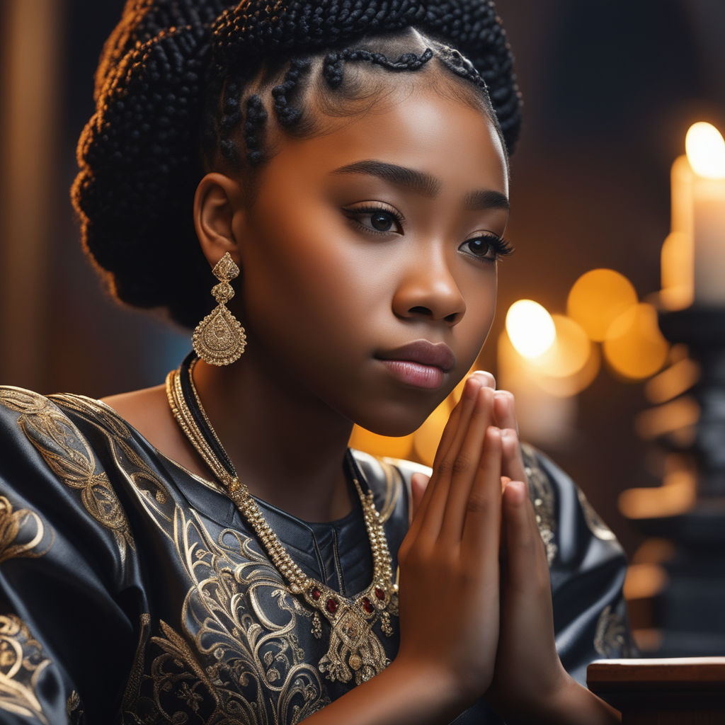 black woman praying