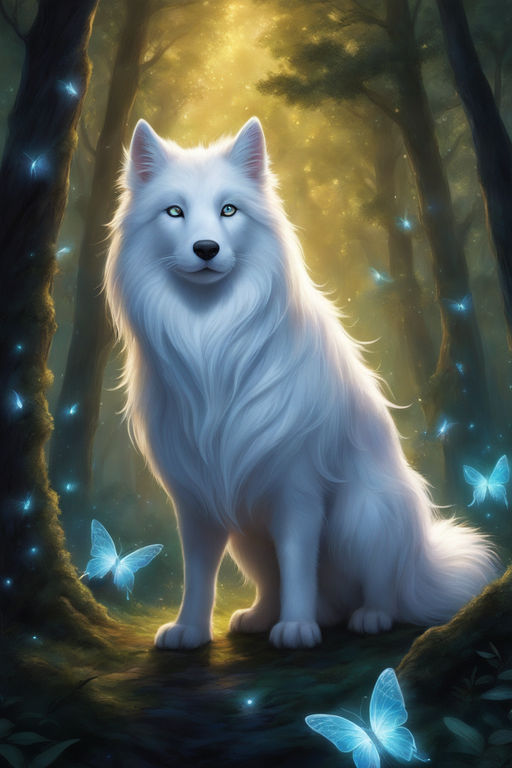 blue eyed white wolf drawing