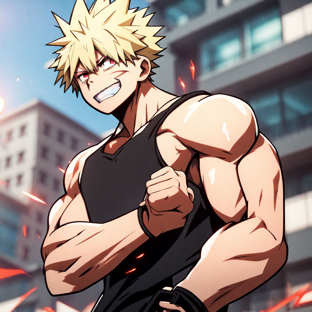 Anime Boys Katsuki Bakugou Blond Hair Muscles Anime Abs Muscular