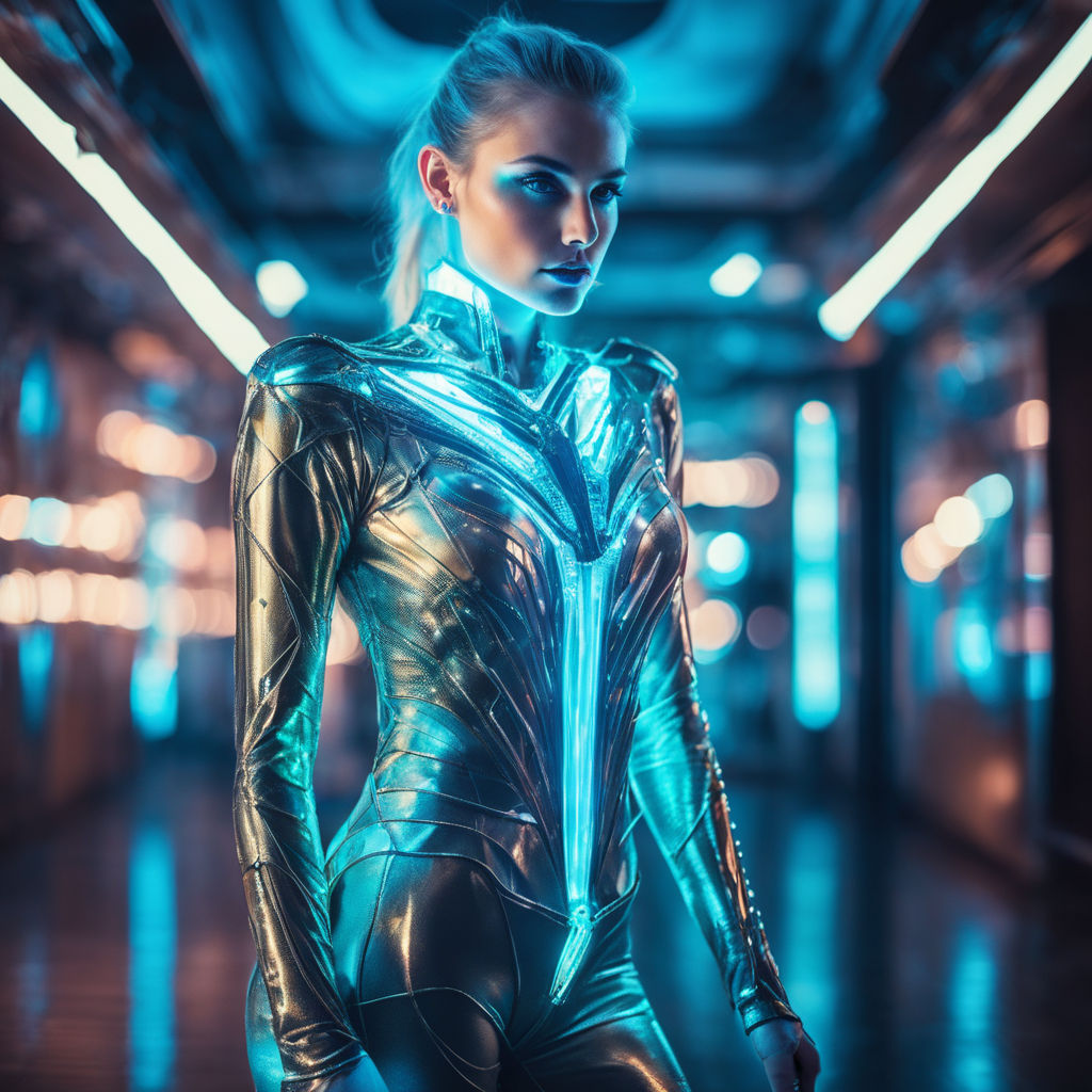 Glowing Futuristic Neon Electric Girl Costume