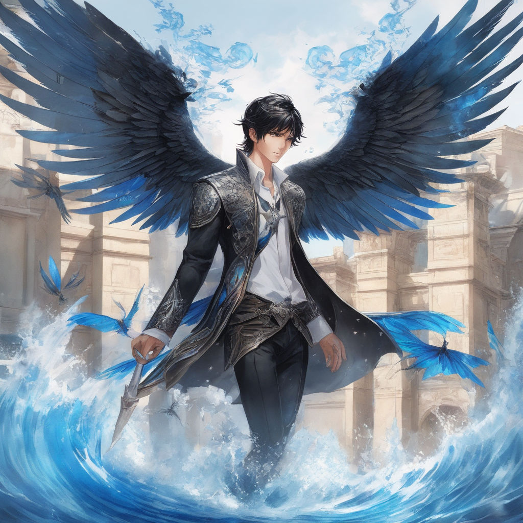 anime boy with angel wings