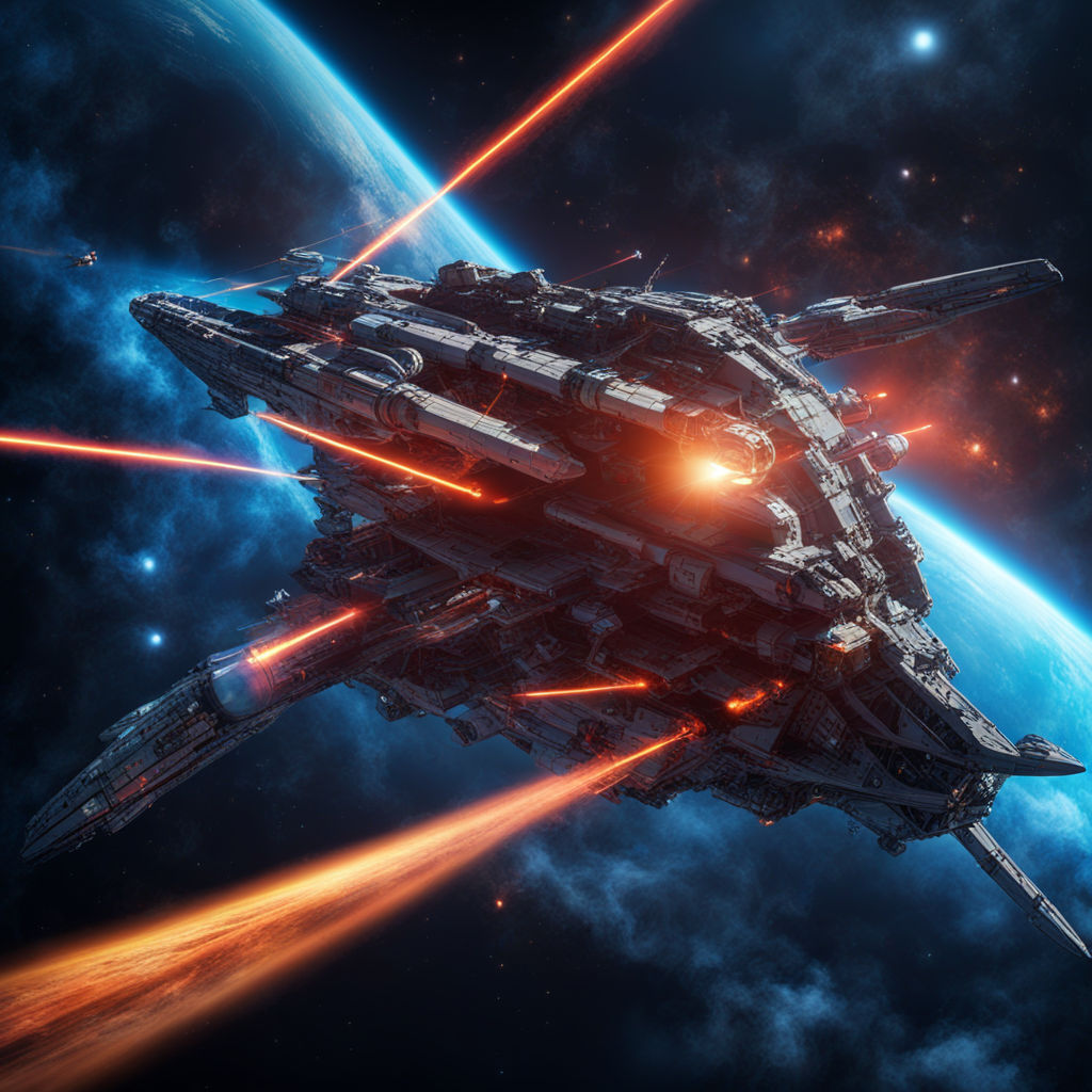 Large space battleship in deep space. futuristic, militaristic, sci-fi, 4k,  unreal render, astrokings