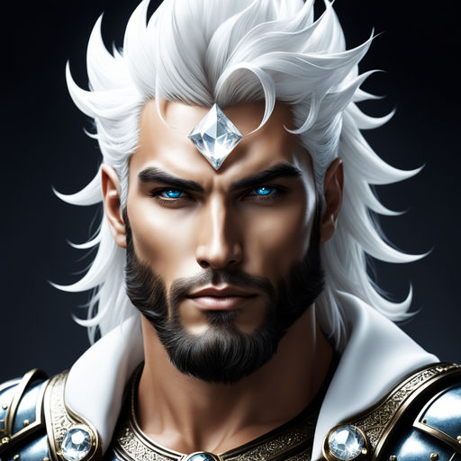 handsome guy white hair, anime - AI Photo Generator - starryai