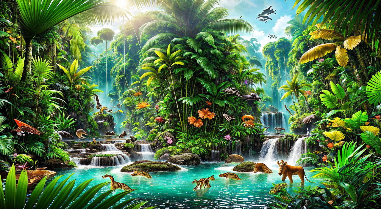 jungle background with real animals