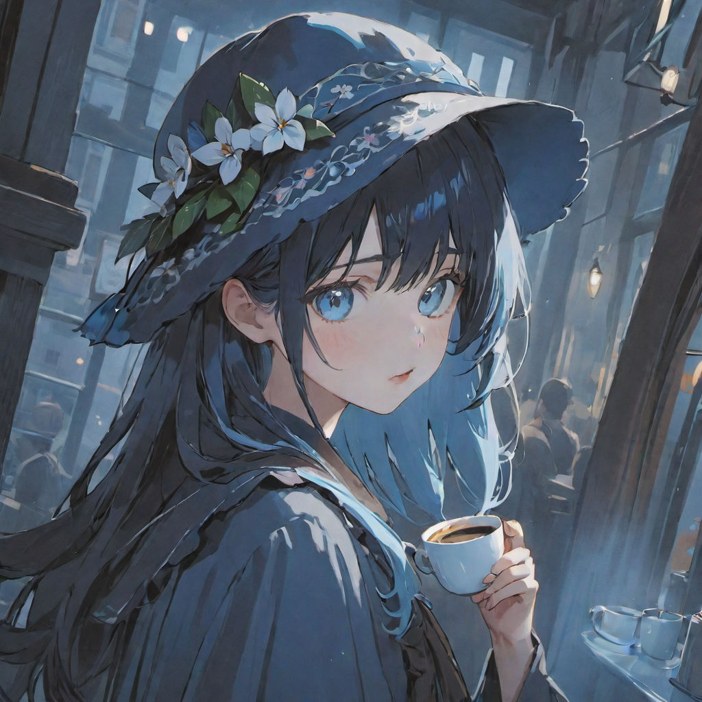 Download Cute Profile Anime Girl Drinking Coffee Pictures