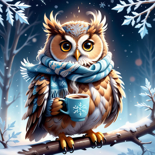 A Cute Fuzzy Owl with an Adorable Little Hat - Cute Owl - Posters