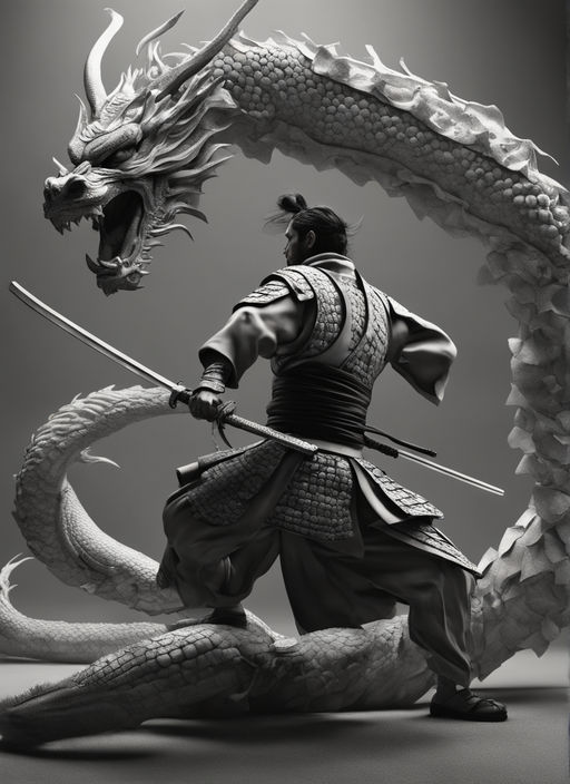 samurai fighting dragon tattoo