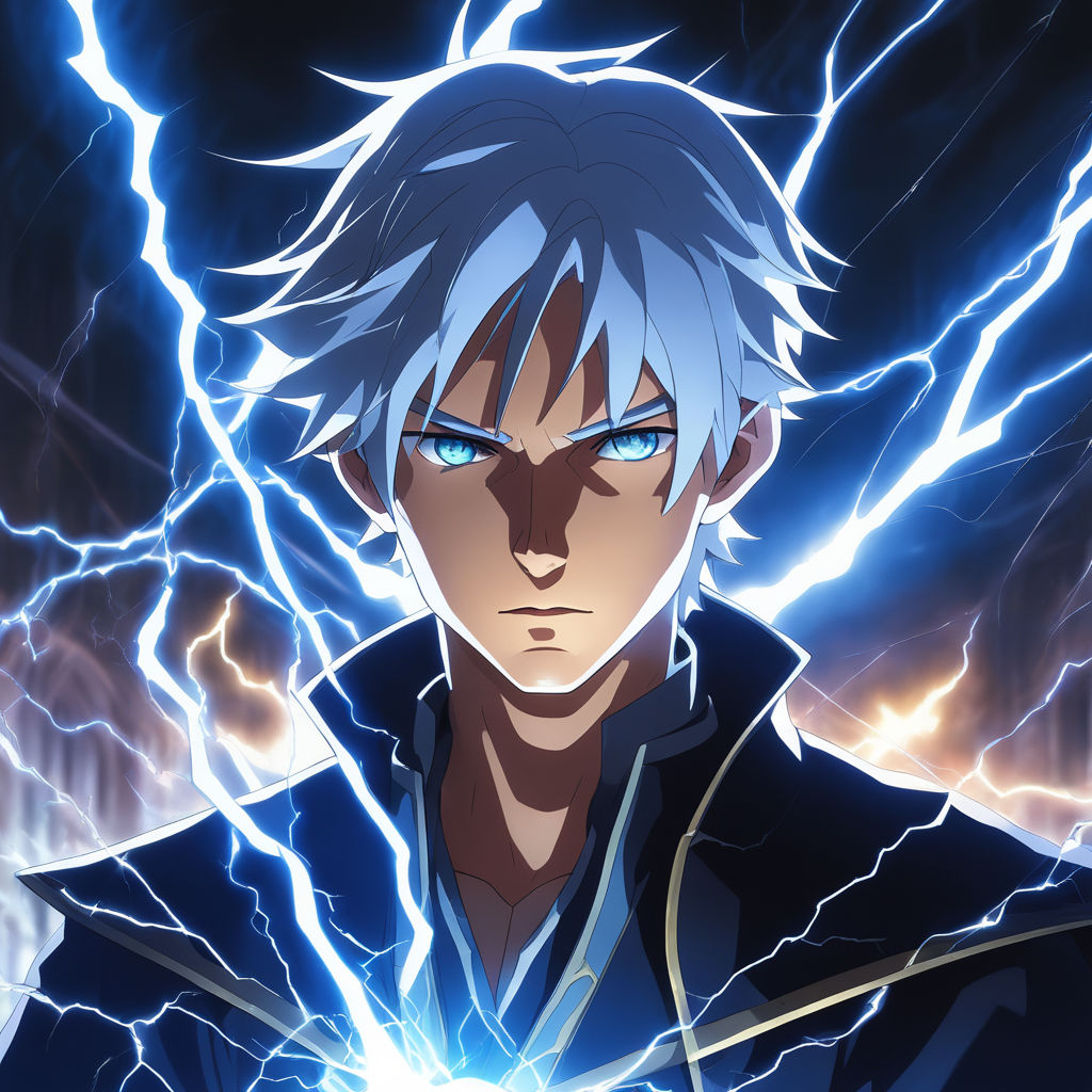 Anime boy with electric powers