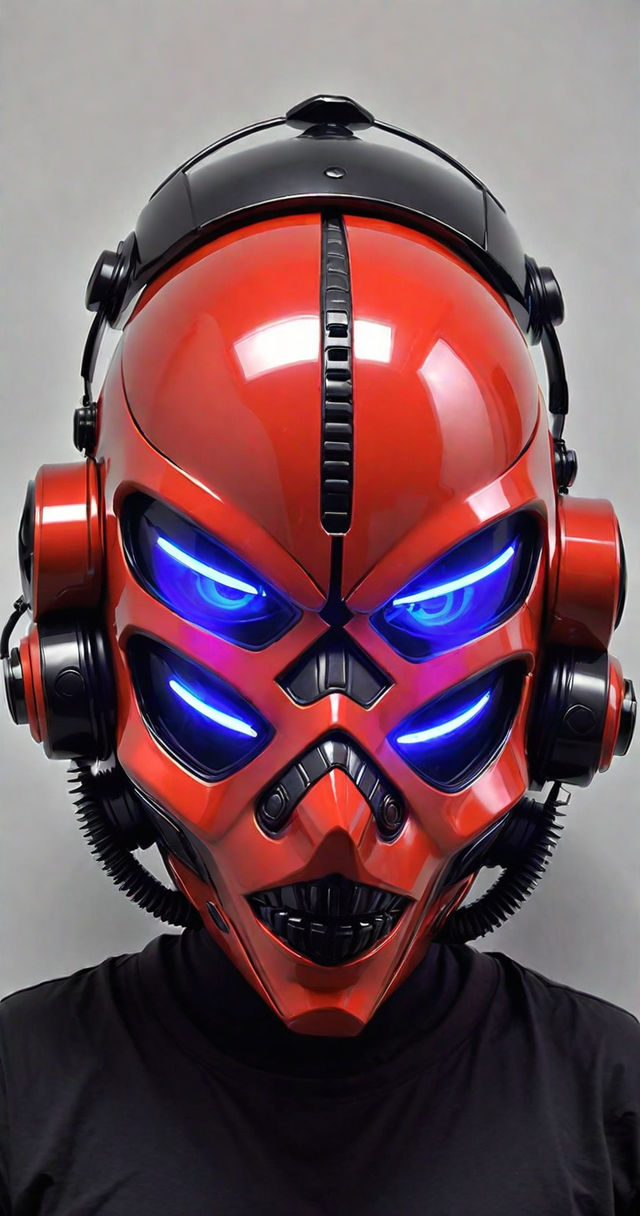 JAUPTO Cyberpunk Mask Helmet , LED Light Futuristic Techwear Mask,Sci