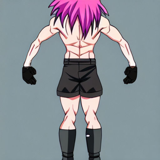 bleak-frog994: anime teenage male character in open jacket with muscles in  2d style