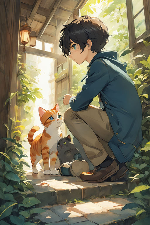 cute anime cat boy wallpaper