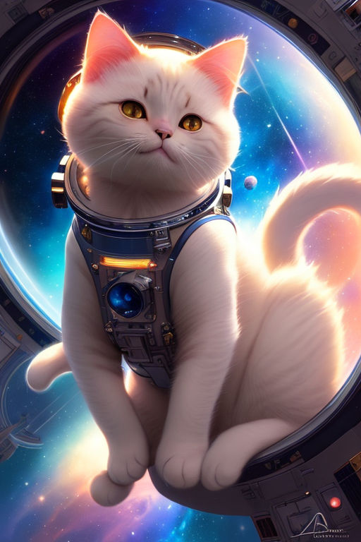 ArtStation - Kawaii Anime Cat girl in the space - Cute Cat Pet