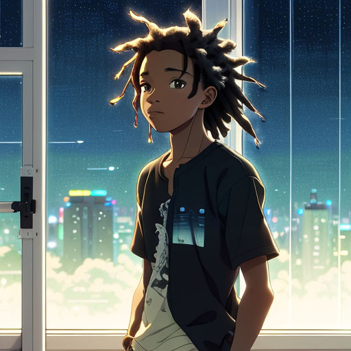 prompthunt: Man with green dreads, Anime, street fashion,