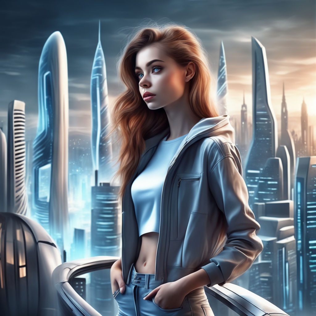 Cyberpunk Cityscape Girl Digital Art