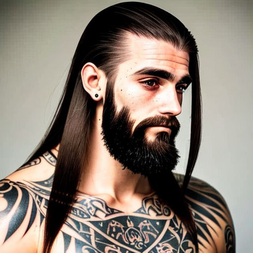 Tough Looking Hispanic Man with Long Hair and Tattoos Stock Photo  Image  of beauty attractive 137782586