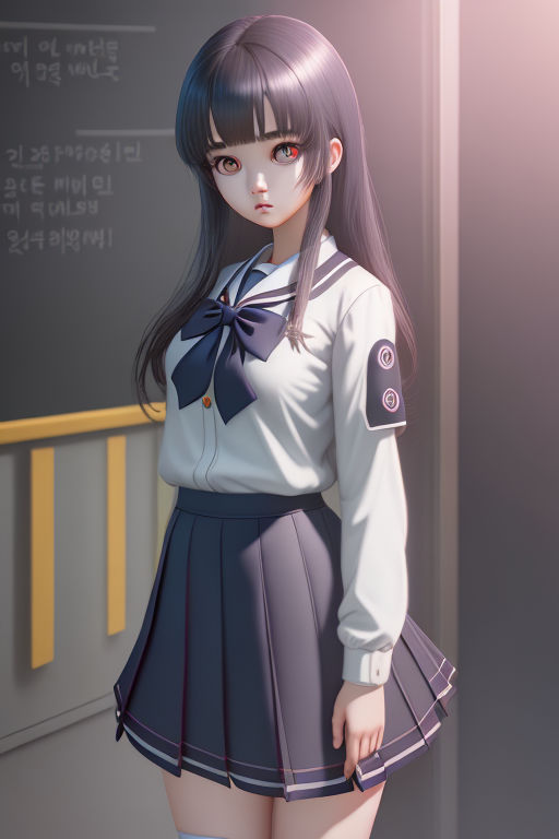 black hair close kuraue hinata loli purple eyes school uniform