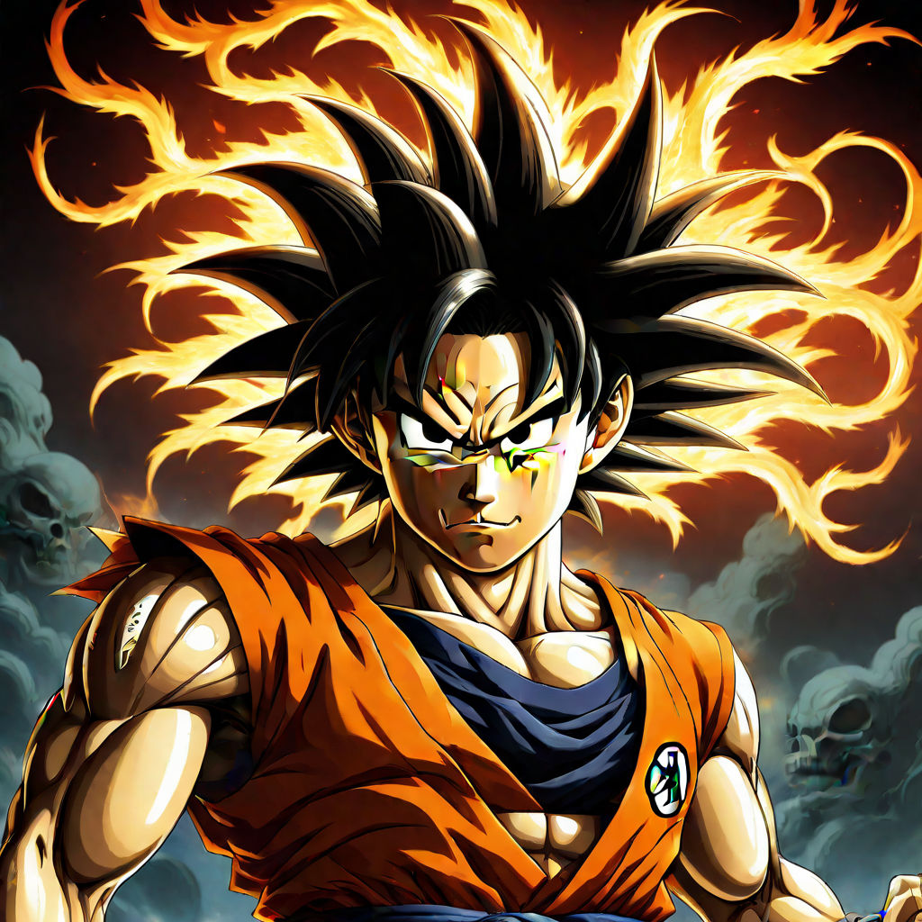 prompthunt: a full portrait photo of super saiyan son goku, f / 2