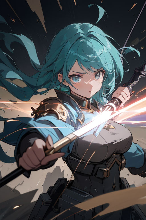 AI Art: Anime girl with a sword by @Dark07