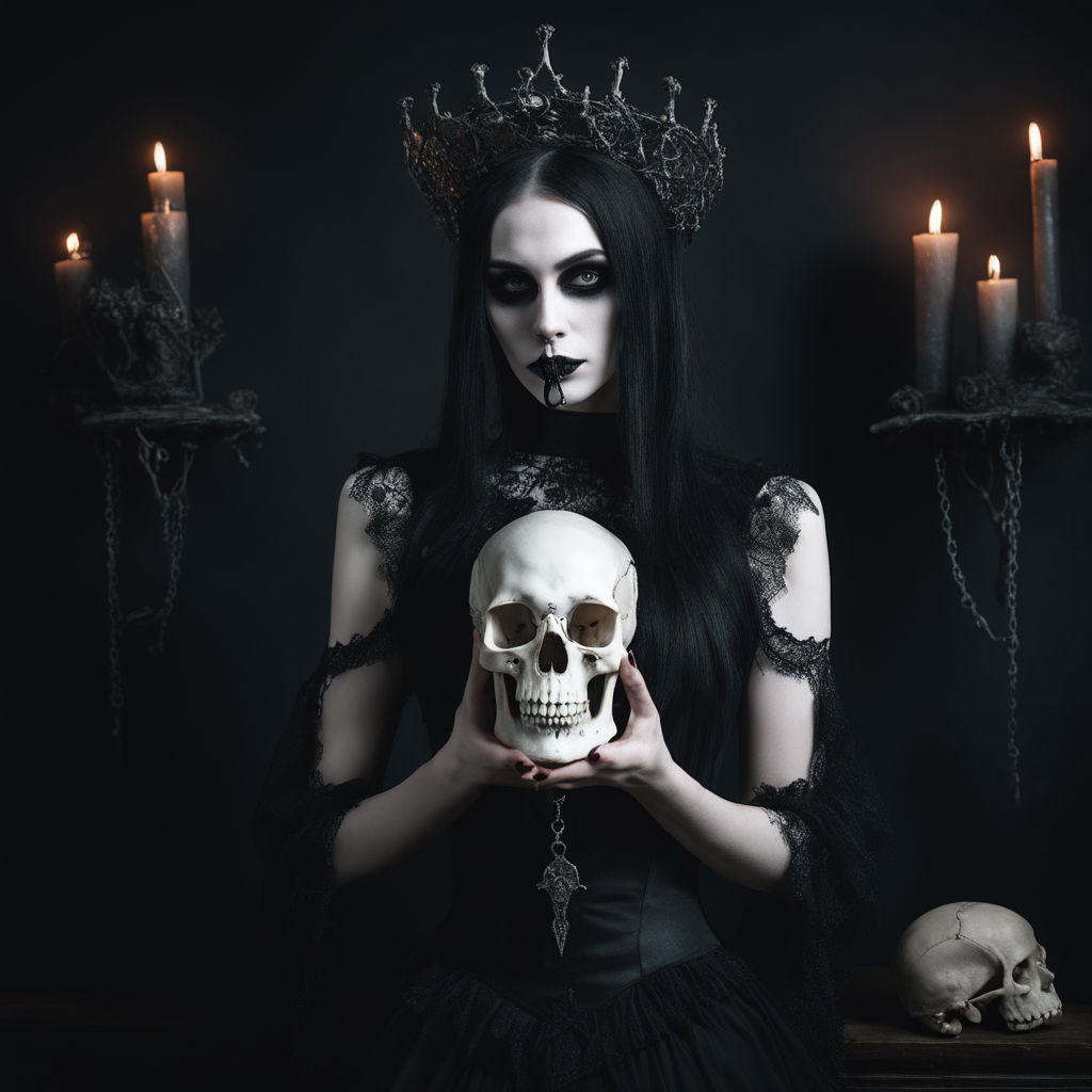 Goth Girl Gothic Aesthetic Skull Witch