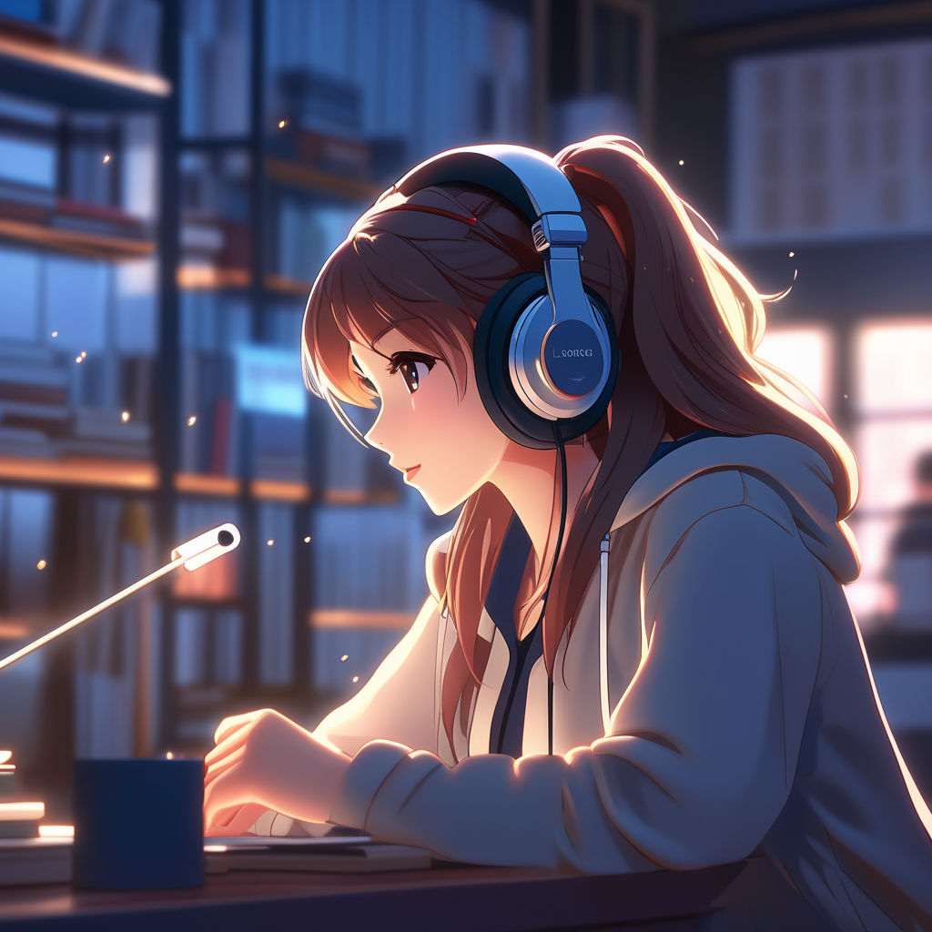 Anime Girl Listening To Music 2489