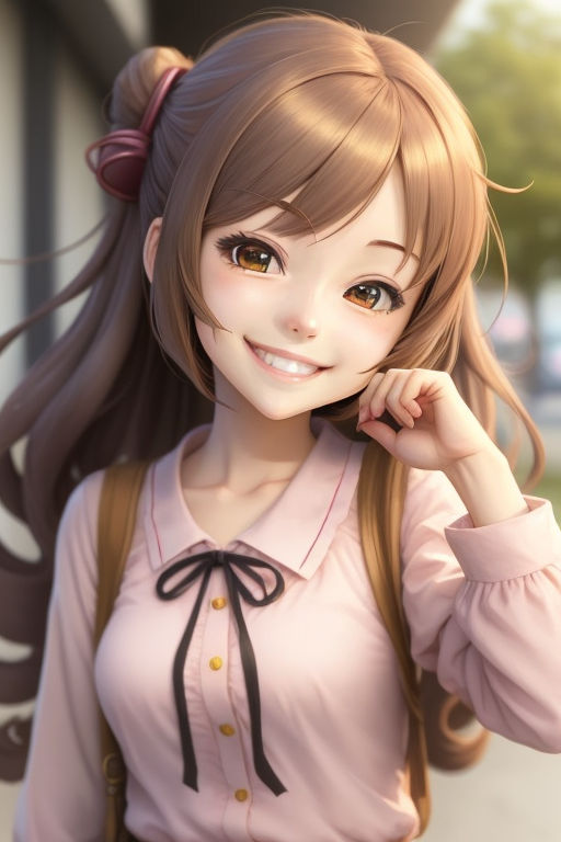 anime girl with brown hair and brown eyes