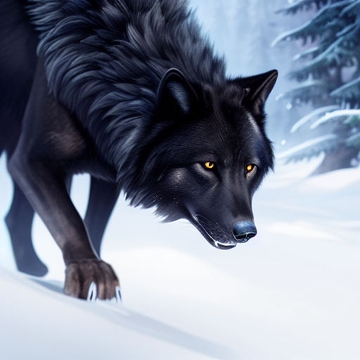 black wolves with yellow eyes