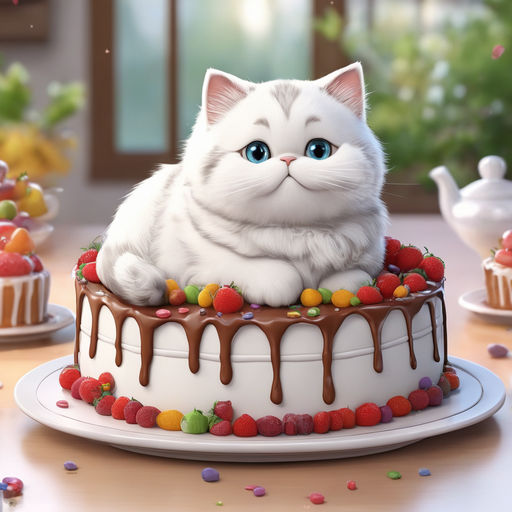 white cat face cake