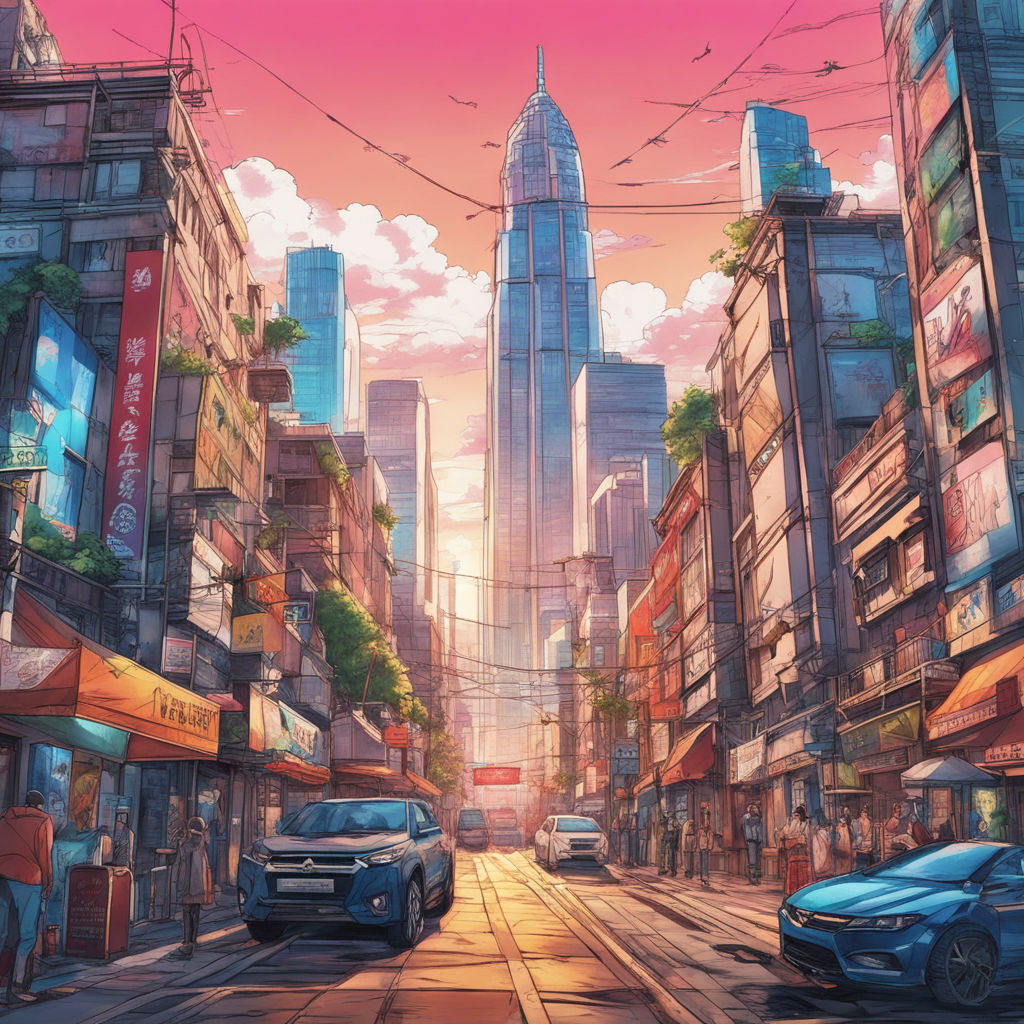 anime city backgrounds drawing