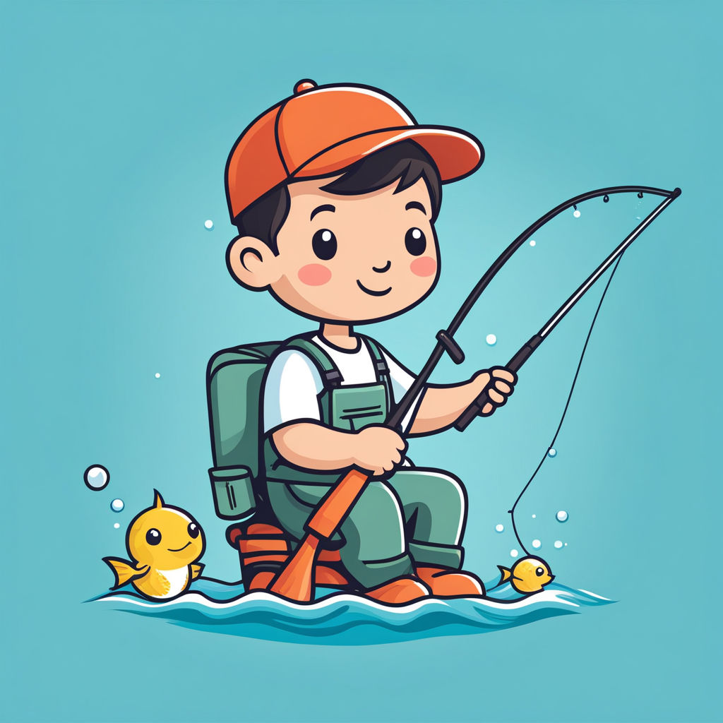 a 6-year-old boy with a fishing rod - Playground