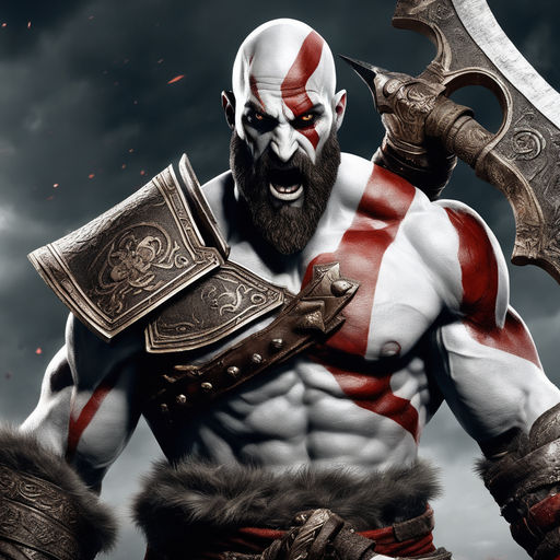 kratos is shouting in his spartan rage type - Playground