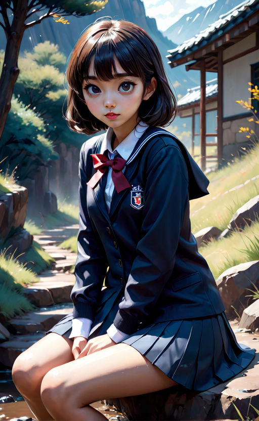 black hair close kuraue hinata loli purple eyes school uniform