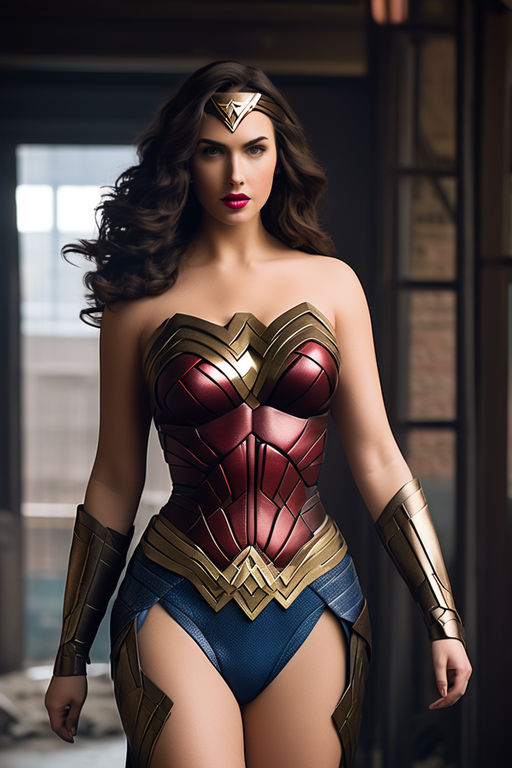 corset bra and extremely short skirt inspired by the Wonder Woman