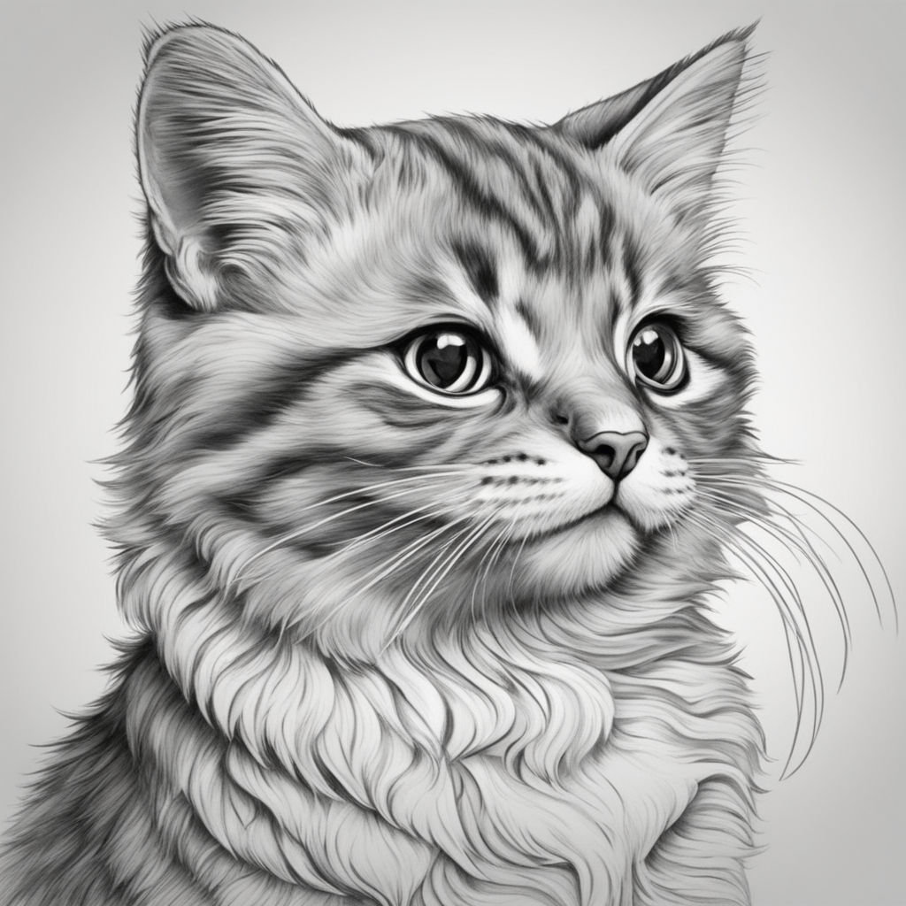 realistic cat drawing outline