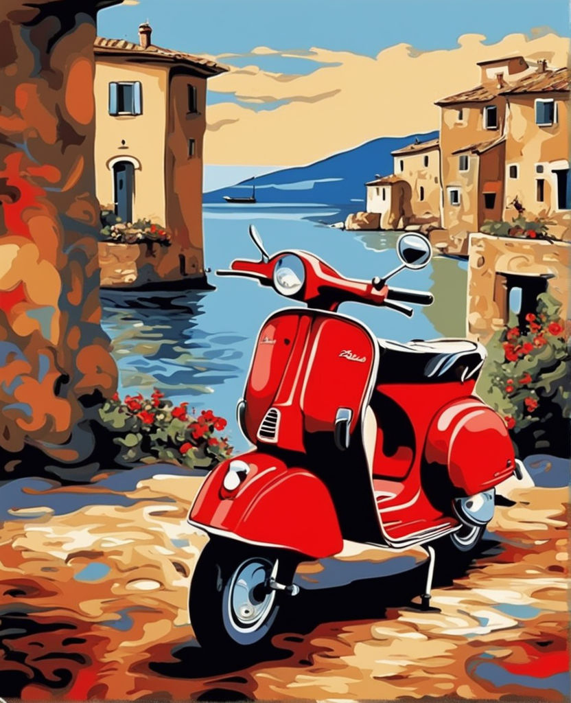 Poster VESPA PX 125 Vintage sunset Wall Art