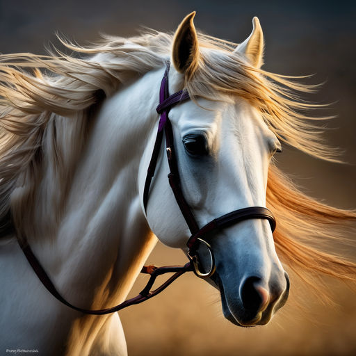 Portrait of a beautyful white horse front view close up