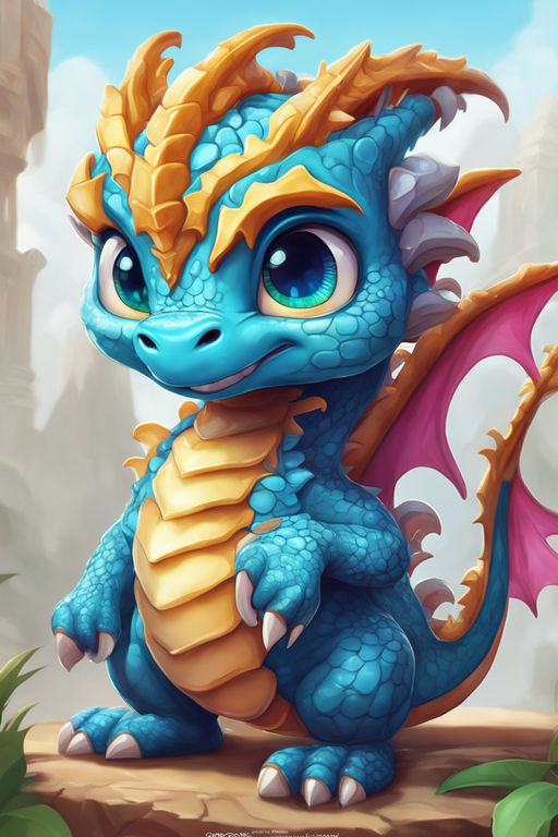 cute cartoon dragons with big eyes