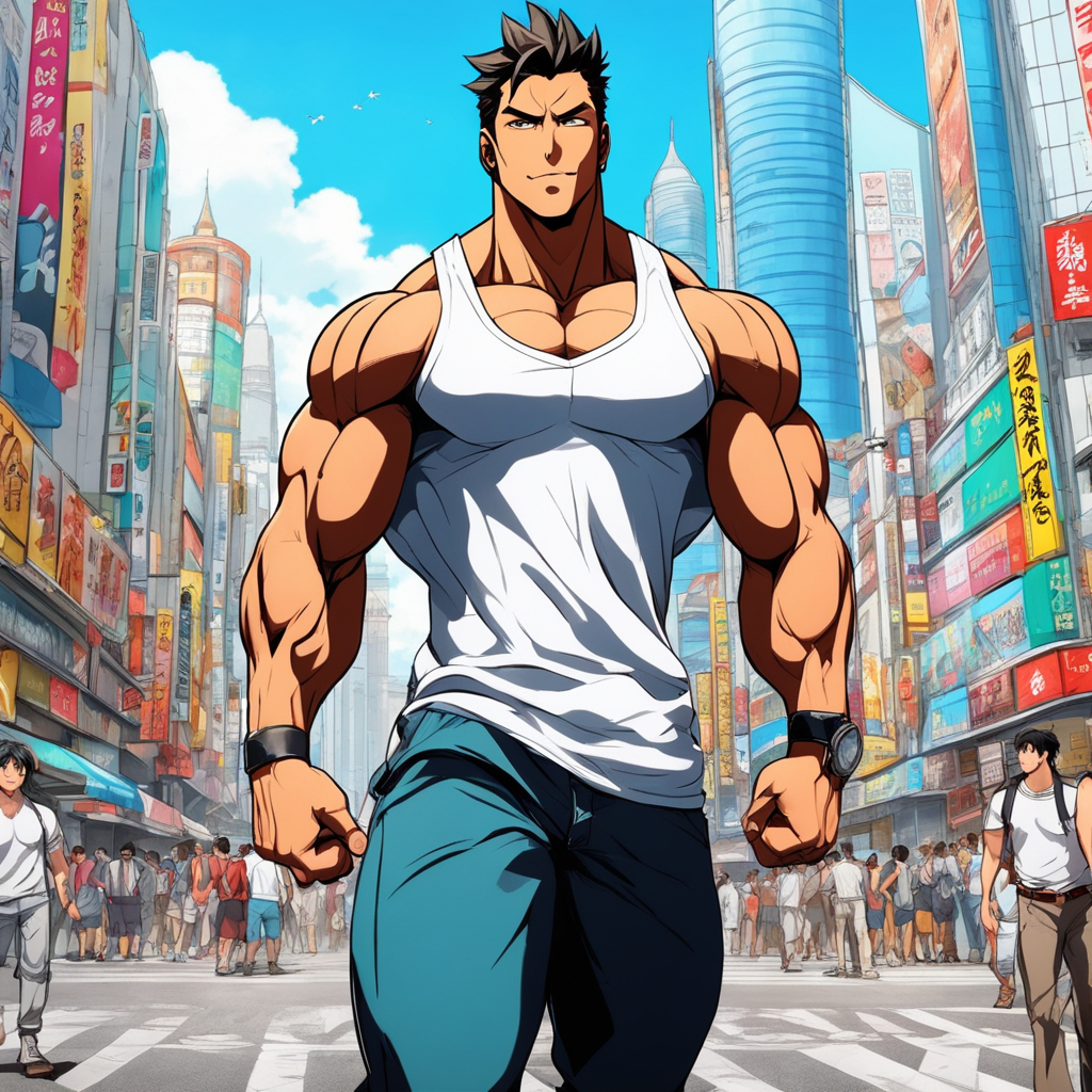 muscled legs, gym rat, standing, Baki Hanma, anime boys, muscular