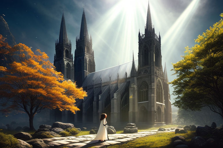 void_0, anime, anime girls, Genshin Impact, Lumine (Genshin Impact),  flowers, cathedral, stained glass | 3360x1440 Wallpaper - wallhaven.cc